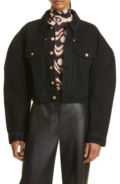 Ulla Johnson The Cosette Cropped Denim Jacket In Noir Wash