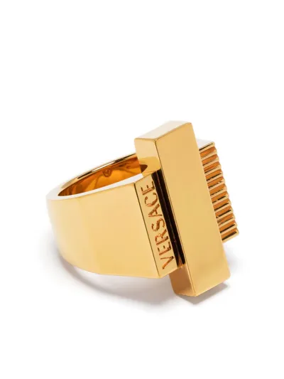 Versace Logo-engraved Ring In ゴールド