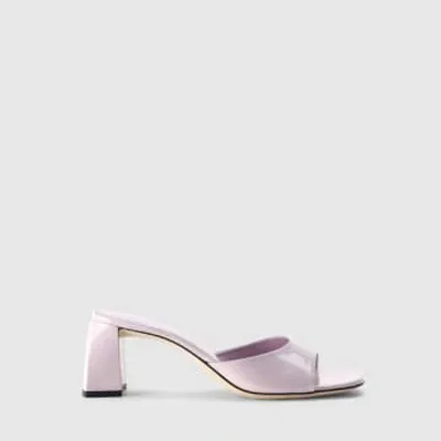 By Far Romy Patent Mule Sandals In Pink