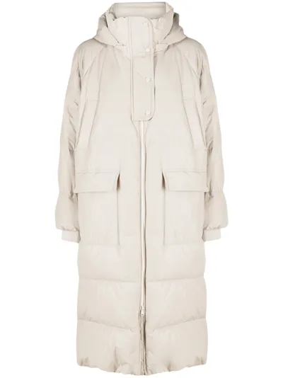 Brunello Cucinelli Long Puffer Coat In Grau