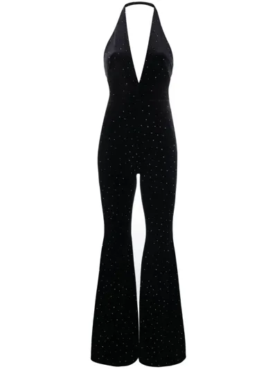 Alexandre Vauthier Glittered Velvet Jumpsuit In Black