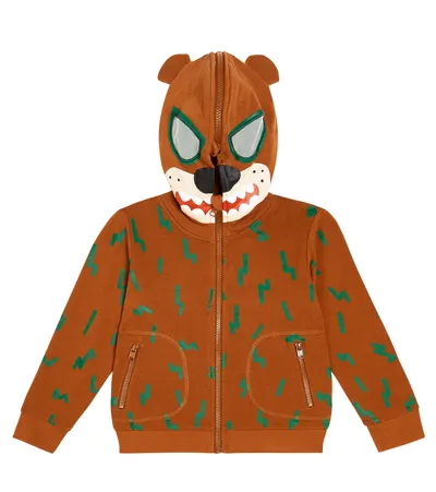 Stella Mccartney Kids' Printed Cotton Jersey Zip-up Hoodie In Multicoloured