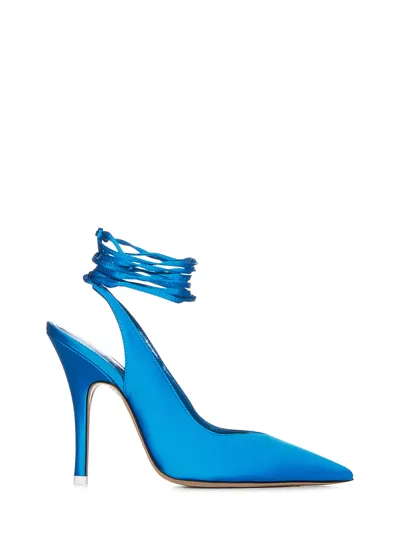 Attico The  Venus Slingback Pumps In Light Blue