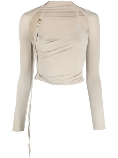 Jacquemus Le Haut Peplo Top In Light Khaki