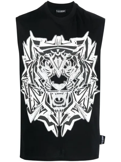 Plein Sport Thunder Tiger Cotton Tank Top In Multi