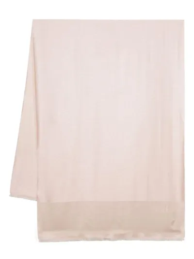 Valentino Logo-print Frayed-edge Scarf In Pink