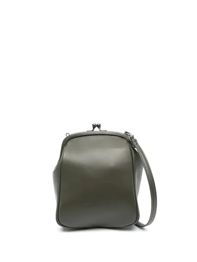 Yohji Yamamoto Semi Gloss Leather Crossbody Bag In Green