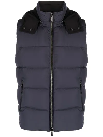 Moorer High-neck Padded Gilet In Blue