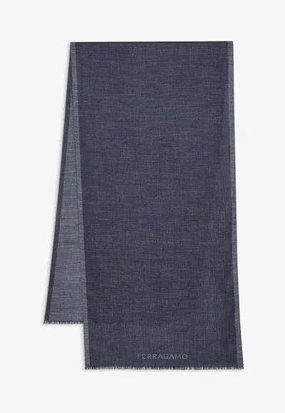 Ferragamo Cashmere Blend Scarf In Blue