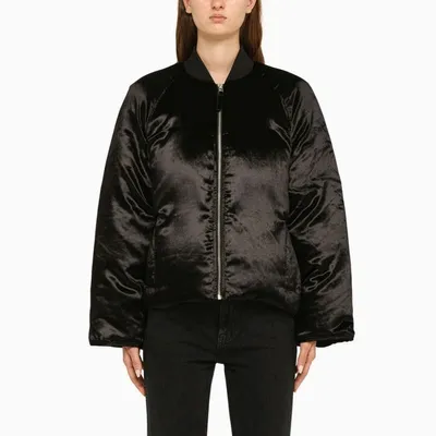 Loulou Studio Zip-front Puffer Bomber Jacket In Black