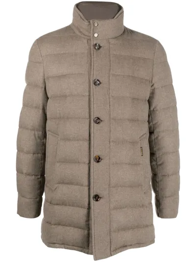 Moorer High-neck Padded Coat In Brown