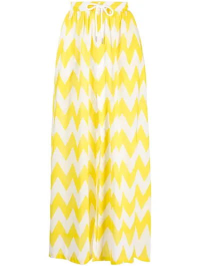 Cynthia Rowley Women's Chevron Tie Slit Maxi Skirt In Yellow Multi