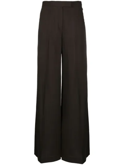 Akris Floretta Wide-leg Wool Trouser Pants In Black