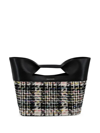 Alexander Mcqueen Small The Bow Tweed Tote Bag In Schwarz