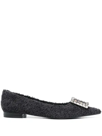 Roberto Festa Fleece-texture Ballerina Shoes In Black