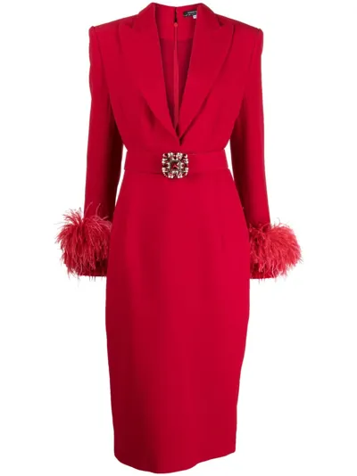 Andrew Gn Maxikleid Mit Federn In Red