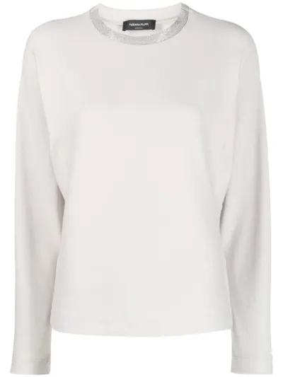 Fabiana Filippi Beaded Crew-neck Jumper In Grey