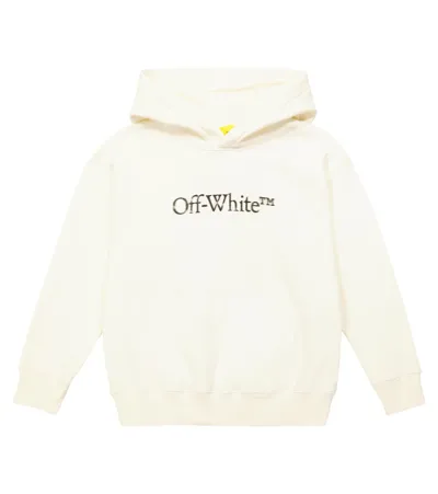 Off-white Kids' Logo Cotton Jersey Hoodie In Nude