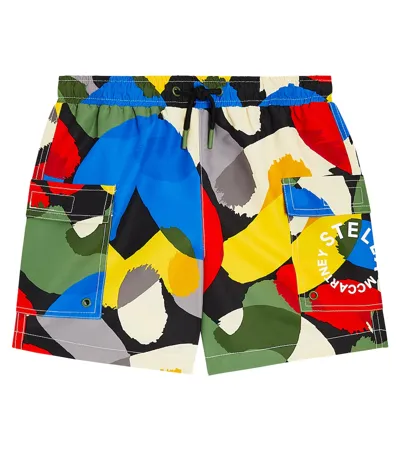 Stella Mccartney Kids' Printed Swim Trunks In Blue