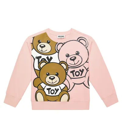 Moschino Kids' Teddy Bear Cotton Jersey Sweatshirt In Pink