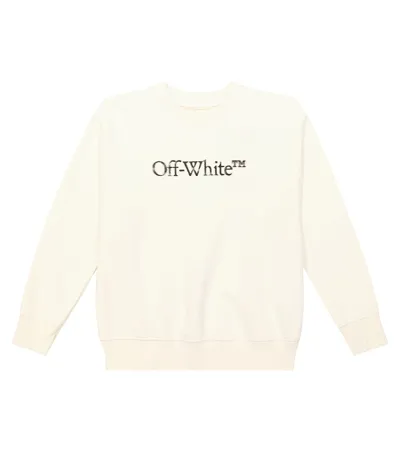 Off-white Kids' Bookish Blurry Logo-print Cotton Sweatshirt In White Black