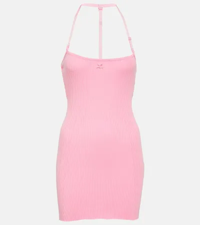 Courrèges Ribbed-knit Minidress In Pink