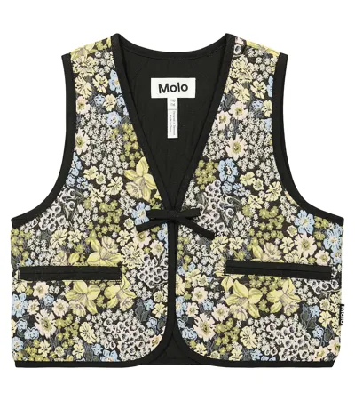 Molo Kids' Hilma Floral-print Gilet In Black