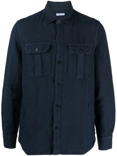 Boglioli Chest-pockets Linen Shirt In Blue