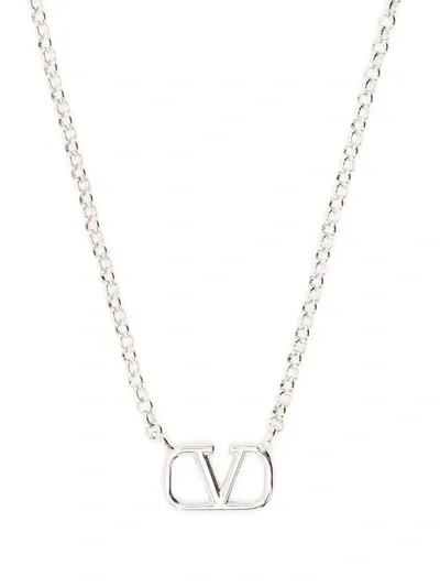 Valentino Garavani Vlogo Pendant Necklace In Palladium