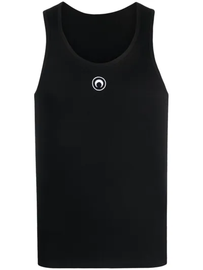 Marine Serre Embroidered-logo Tank Top In Black