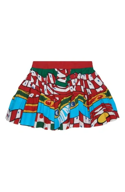 Dolce & Gabbana Kids' Carretto Print Cotton Poplin Mini Skirt In Multicolor