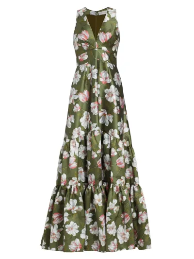 Sachin & Babi Rori Gown In Moss Magnolia