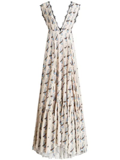 Etro Paisley-print V-neck Maxi Dress In Multi