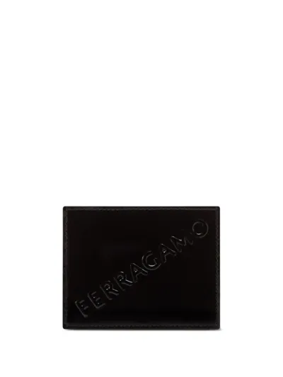 Ferragamo Logo-embossed Leather Cardholder In Black