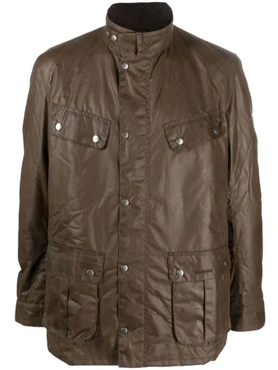 Barbour Press-stud Crinkled Raincoat In Brown