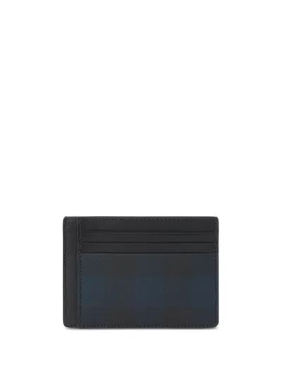 Burberry Check-pattern Clip Card Holder In Blue