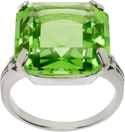 Mondo Mondo Silver & Green Leroy Ring In Sterling Silver