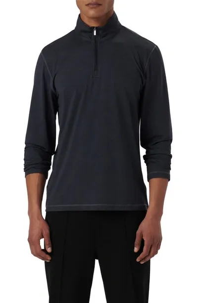 Bugatchi Quarter Zip Performance Pullover In Caviar