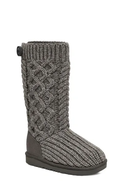 Ugg Unisex Classic Cardi Cable Knit Boots - Little Kid, Big Kid In Gray