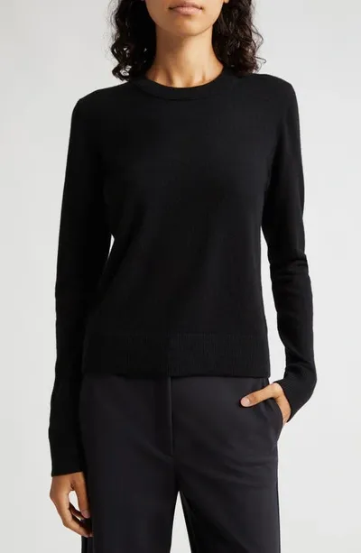 Vince Classic Crewneck Cashmere Sweater In Black