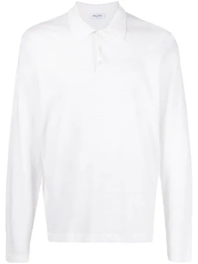 Paltò Long-sleeved Cotton-linen Polo Shirt In White