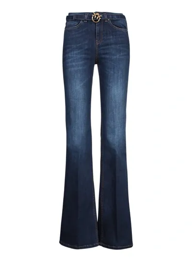 Pinko Love Brids-buckle Flared Jeans In Black