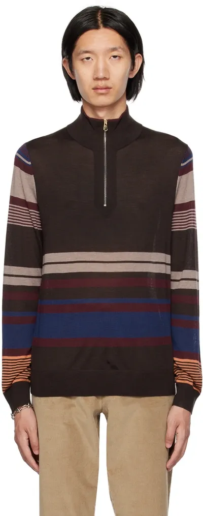 Paul Smith Brown Striped Sweater In 69 Browns