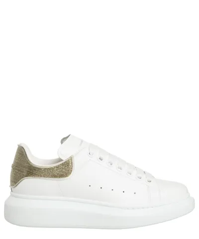 Pre-owned Alexander Mcqueen Sneaker Damen Oversize 733010wicyk9075 White - Gold Leder In Weiss