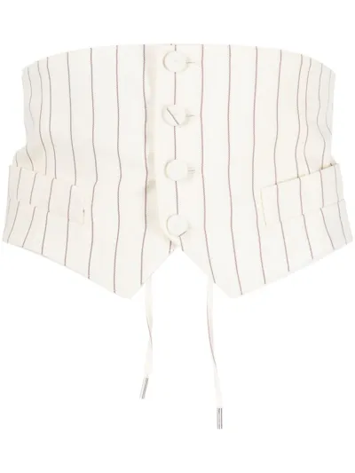 Jean Paul Gaultier Striped Corset-style Top In Neutrals