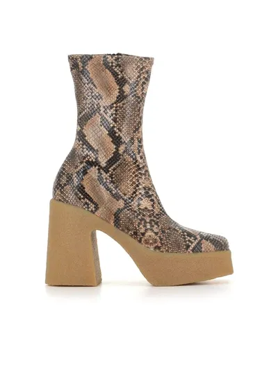 Stella Mccartney Stella Mc Cartney Skyla Wedge Ankle Boots In Alter Python In Coffee