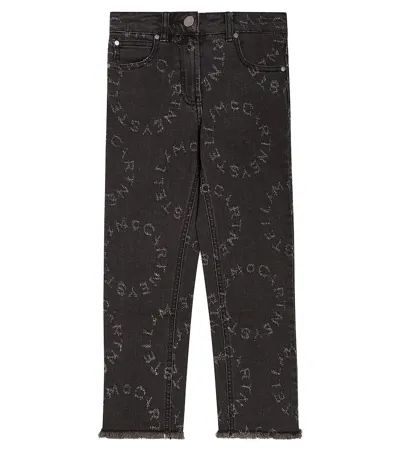 Stella Mccartney Kids' Logo Printed Jeans In Black