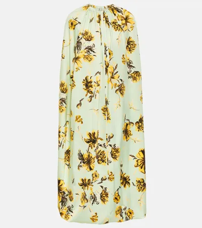 Jil Sander Floral Caped Midi Dress In Multicoloured