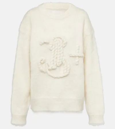 Jil Sander Monogram Mohair-blend Sweater In Ivory