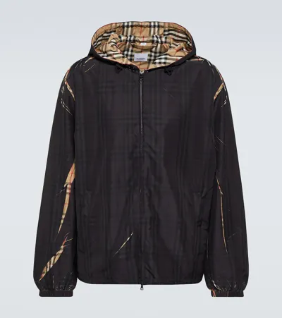 Burberry Checked Jacket In Black